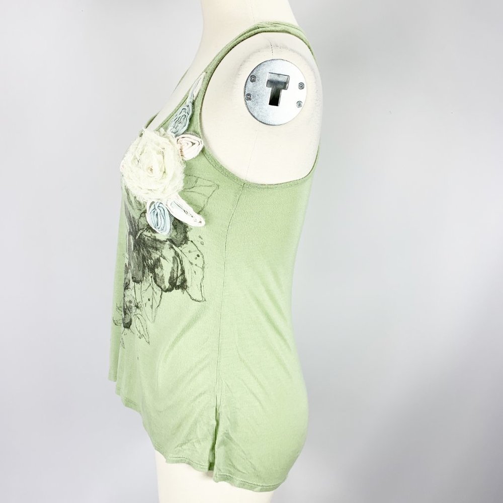 BKE Small Green Tank Top Sleeveless Floral - Picture 3 of 6